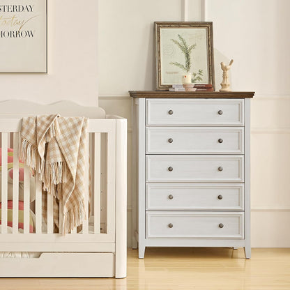 BLANKSPACE Dresser for Bedroom, 5 Drawer Dresser, Modern 5 Chest of Drawers, Farmhouse Storage