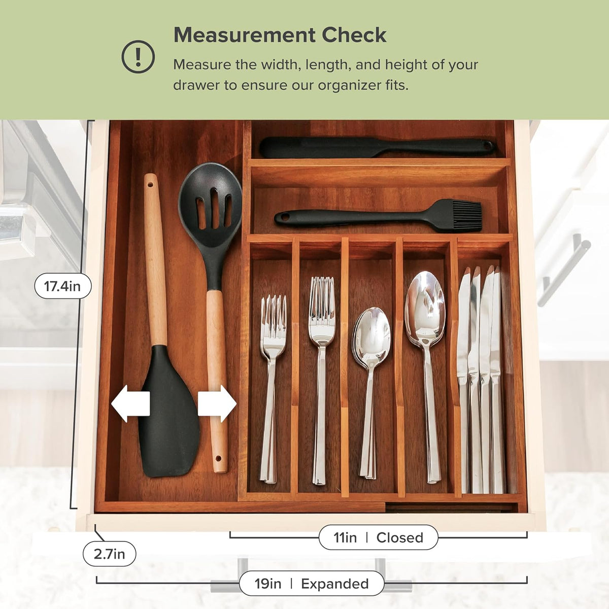 Premium Silverware, Flatware and Utensil Organizer for Kitchen Drawers, Food-Safe Contract Grade
