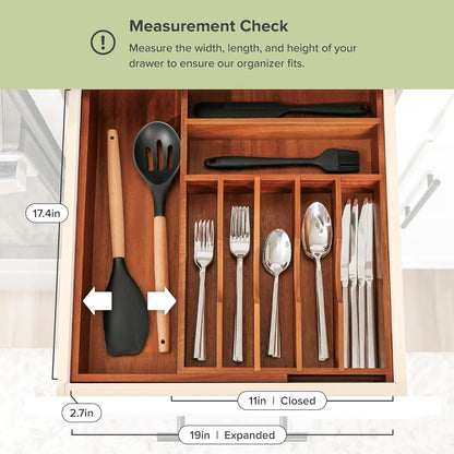 Premium Silverware, Flatware and Utensil Organizer for Kitchen Drawers, Food-Safe Contract Grade