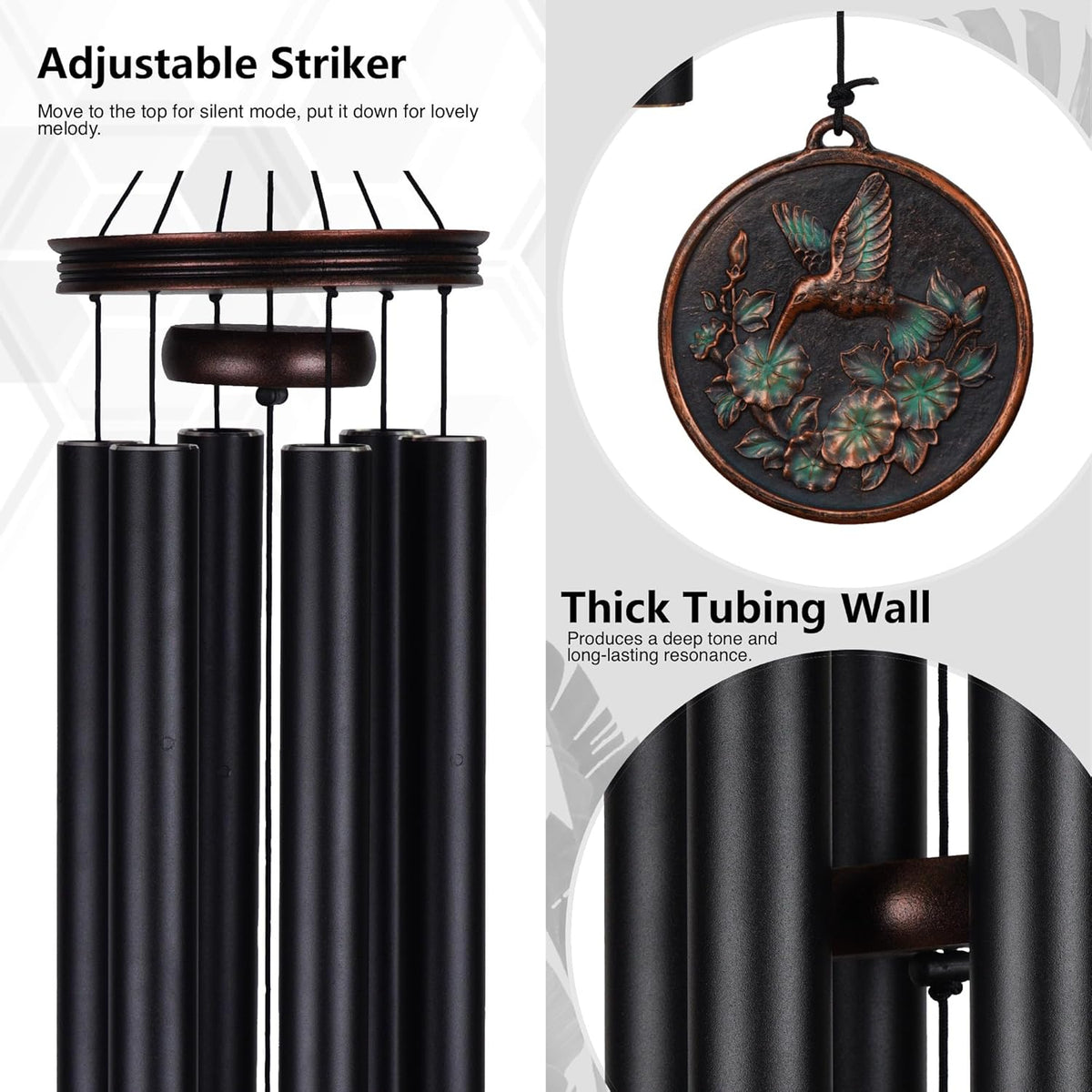 Vanquer Large Wind Chimes for Outside Deep Tone - 46'' Wind Chimes Outdoor Clearance, Windchimes
