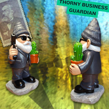 Gnome Decoration for Garden & Home - Professional Hitman Look Statue, Léon Inspired 8.7 Inch Resin