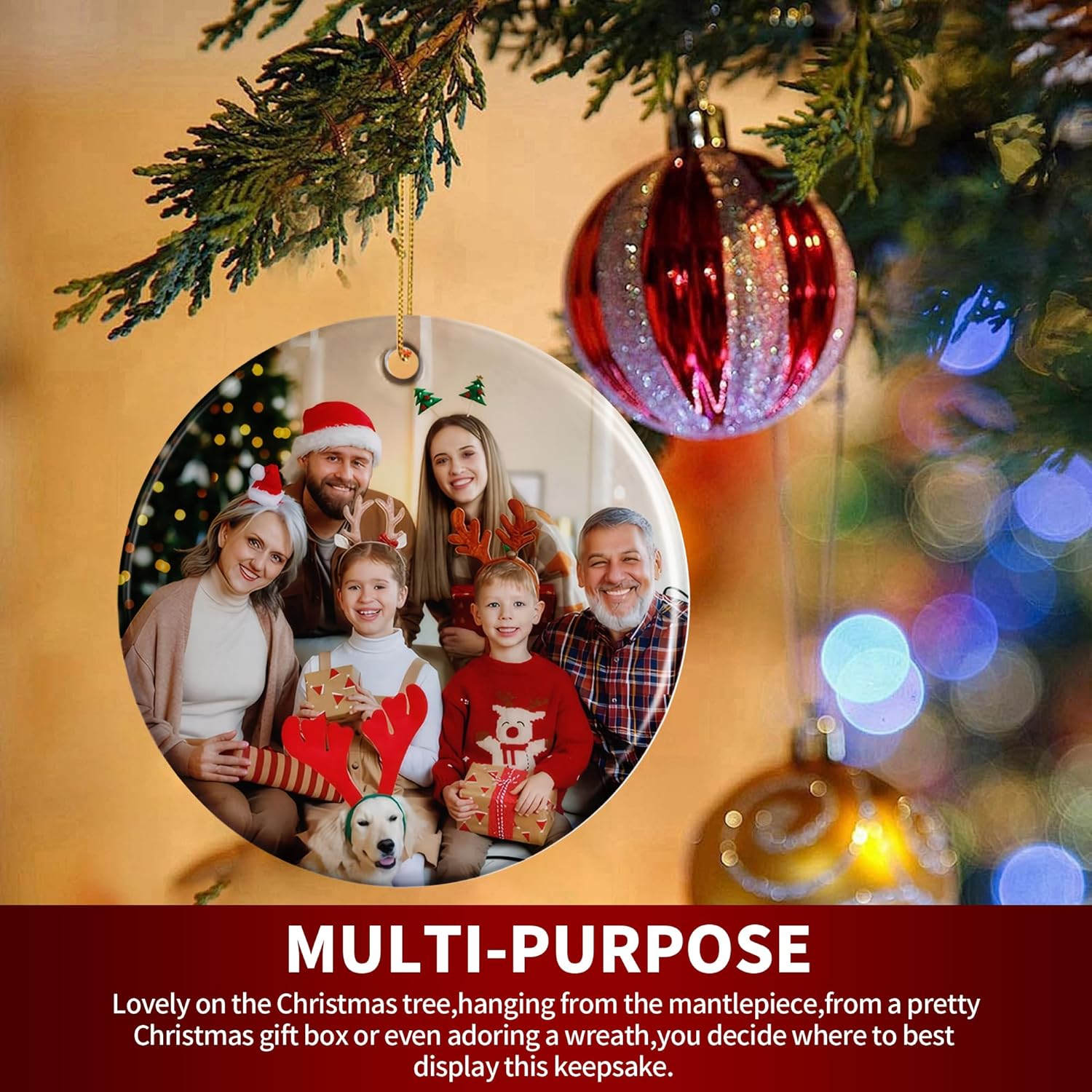 Personalized Christmas Ornaments, Custom Photo & Text 2025 Christmas Tree Ornament, Ideal for Xmas