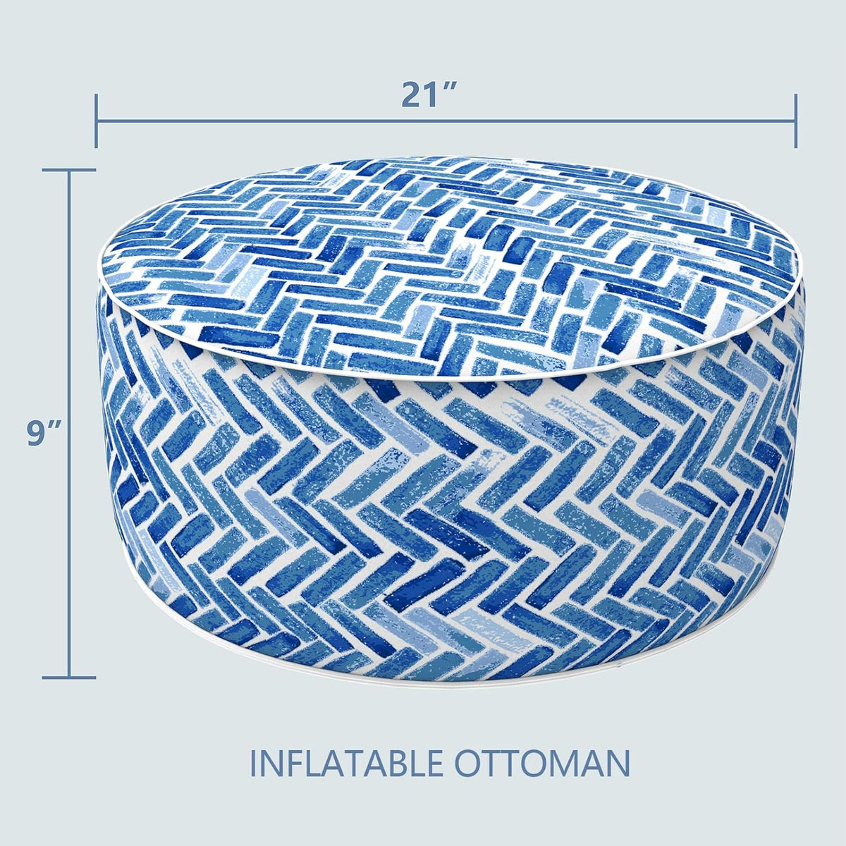 LVTXIII Indoor/Outdoor Inflatable Ottoman, All Weather Round Footrest Stool D21”x H9”, Portable for