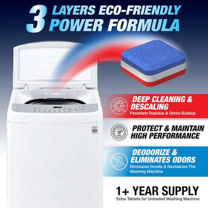 Washing Machine Cleaner Tablets 28 Pack for HE Top Load - Eco Friendly Washer Machine Cleaning