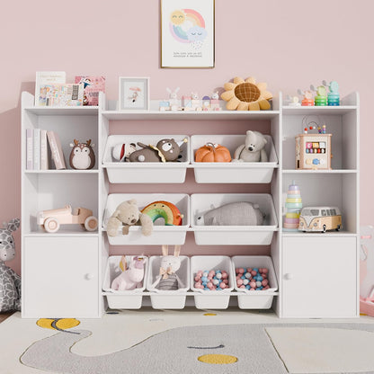 Xilingol Kids Toy Storage Organizer W/8 Removable Toy Bins, 4-Tier Toy Organizers W/6 Storage