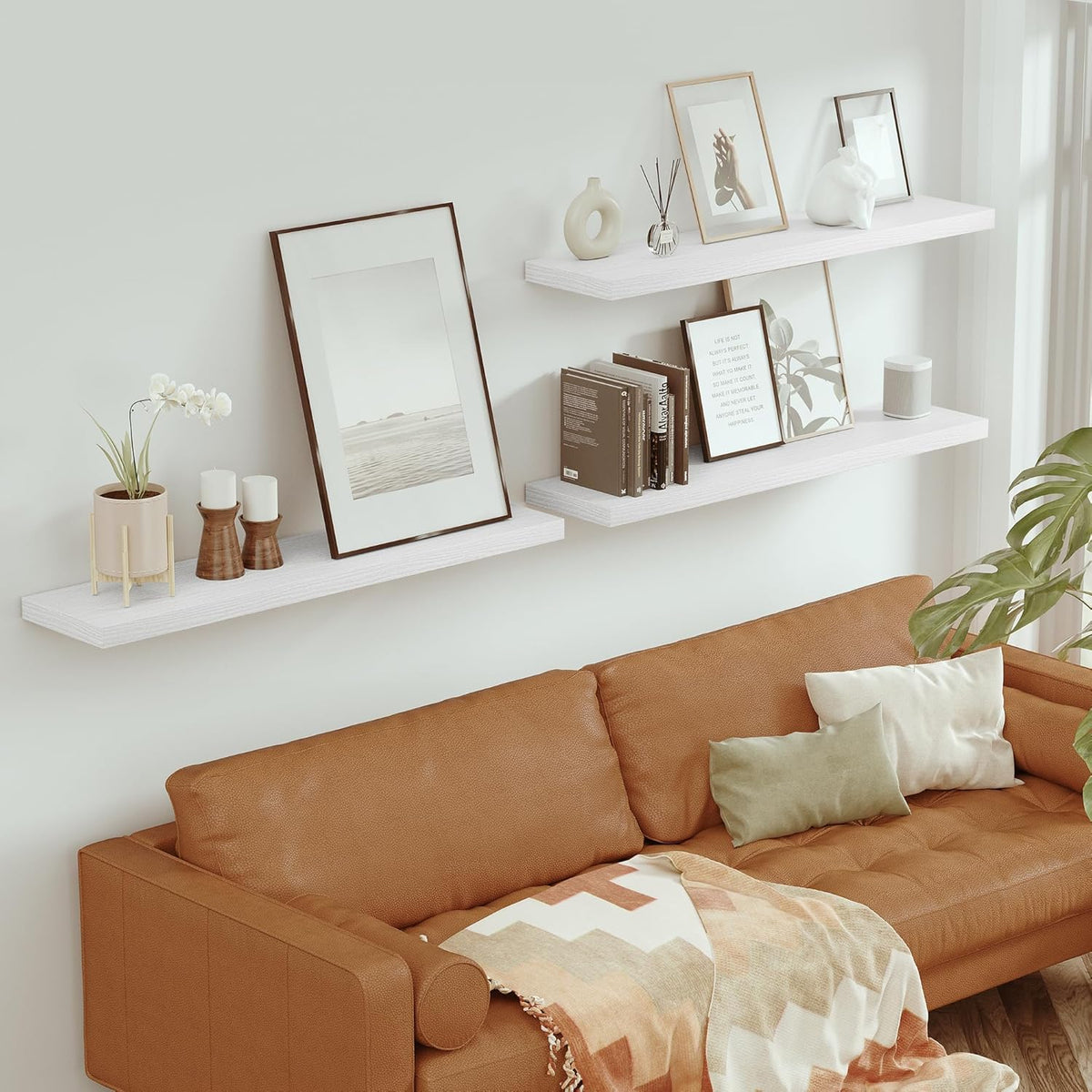 Single Floating Shelves 48 Inches, 48 x 10 inch Deep x 1.8 in Thick, Long Wall Shelves Heavy Duty