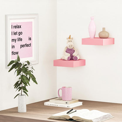 BAMEOS Pink Floating Shelves for Wall, 6" x 6" Wall Shelves for Room, Floating Book Shelves