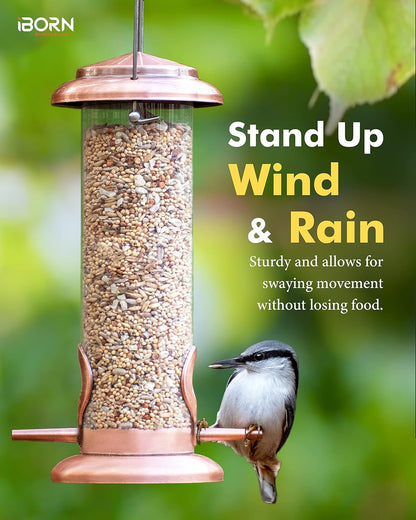 iBorn Metal Bird Feeder Hanging Wild Bird Feeders for Mix Seed Blends Heavy Duty All Metal