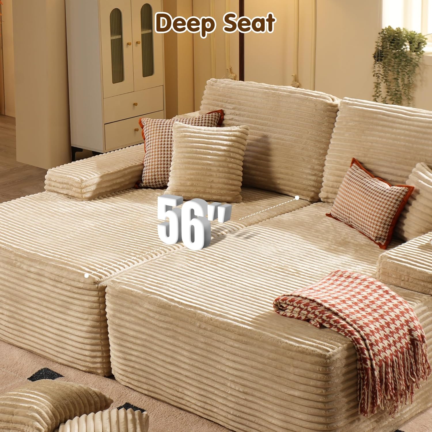 ovios 81" Oversized Sectional Double Lounge Chaise with Cloud Plush Sofa Bed, No Assembly Required