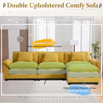 URRED Modular Sectional Sofa Comfy Cloud Couch, Modern Chenille Sofa Sleeper Deep Seat Couches with