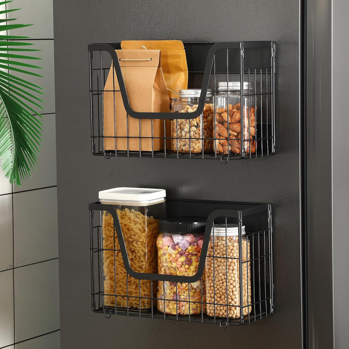 2 Pack Magnetic Shelf for Fridge Fruit Storage Container Fridge Magnetic Baskets Fruit Potato Onion
