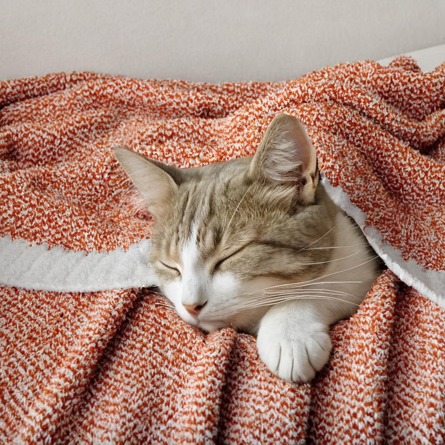 MIULEE Fall Burnt Orange Super Soft Throw Blanket for Couch, Cozy Fluffy Warm Throws Knit Blankets