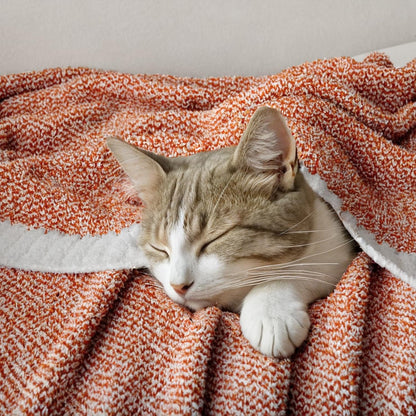MIULEE Fall Burnt Orange Super Soft Throw Blanket for Couch, Cozy Fluffy Warm Throws Knit Blankets