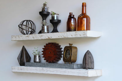 Urban Legacy Reclaimed Barnwood Planks | Floating Shelves for Wall w/Flush Mount Shelf Bracket Set