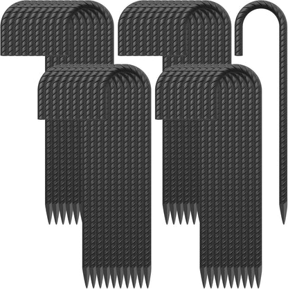 16 Inch Ground Rebar Stakes Heavy Duty J Hook Ground Anchors 40 Pack, Tent Stakes with Chisel Point