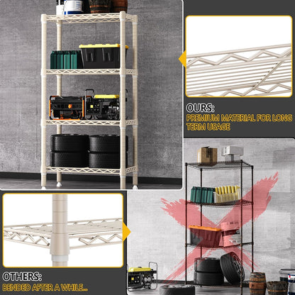 1000 lbs 4-Shelf Standing Storage Shelves Heavy Duty Metal Shelving Unit Adjustable Wire Rack for