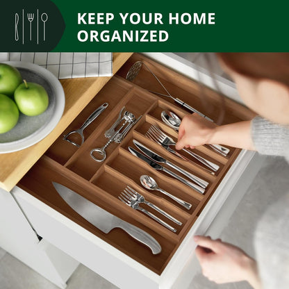 ROYAL CRAFT WOOD Luxury Bamboo Kitchen Drawer Organizer - Silverware Organizer - Utensil Holder and