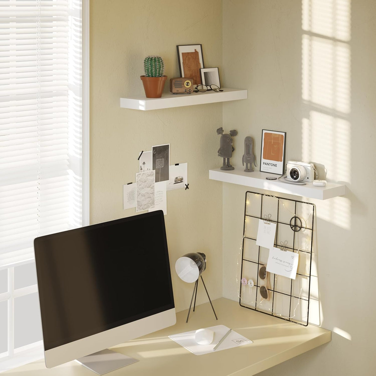 BAMEOS Floating Shelf,Wall Shelf,Decor Wall Mounted Shelves,Hanging Shelf Set L24xW6 for Bathroom