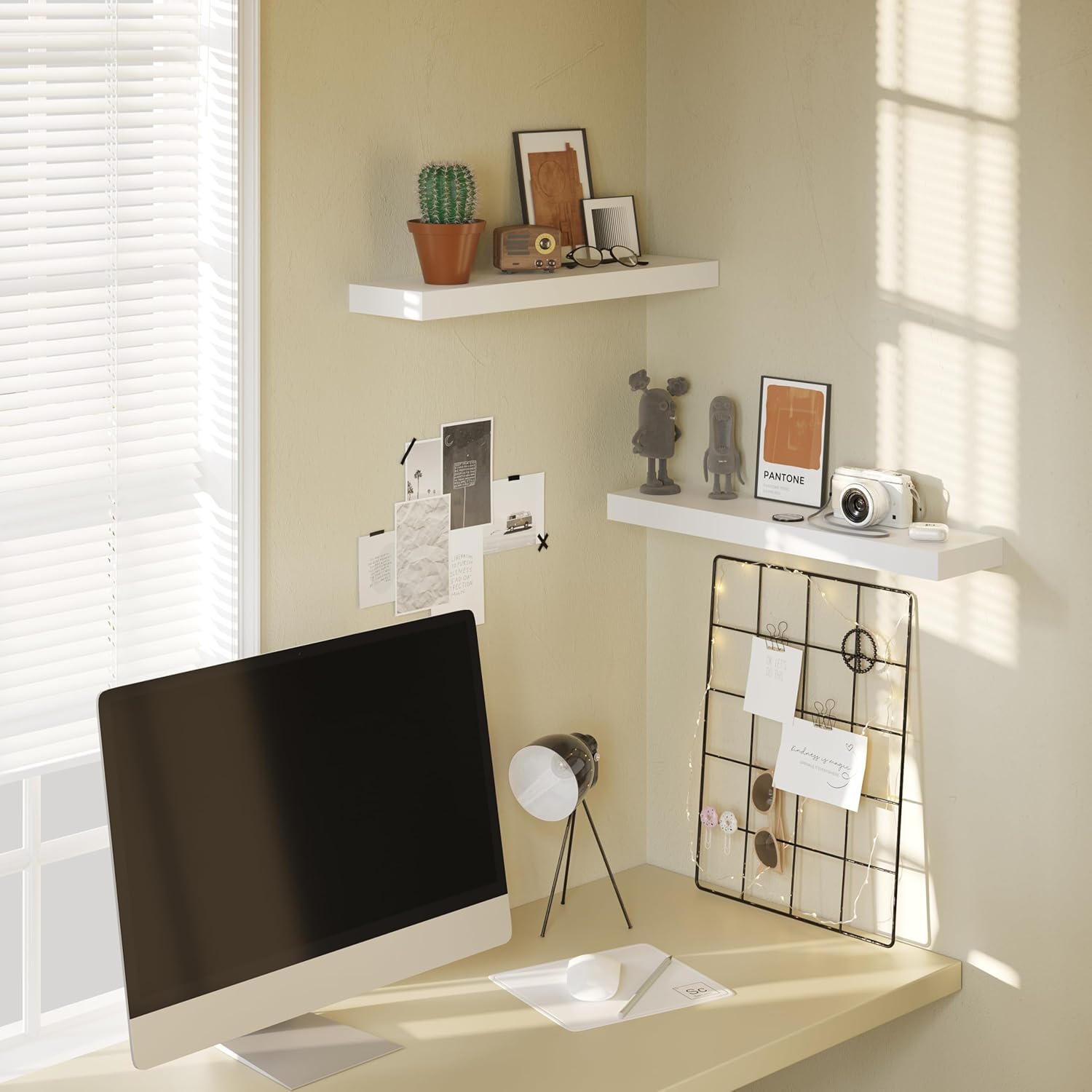 BAMEOS Floating Shelf,Wall Shelf,Decor Wall Mounted Shelves,Hanging Shelf Set L24xW6 for Bathroom