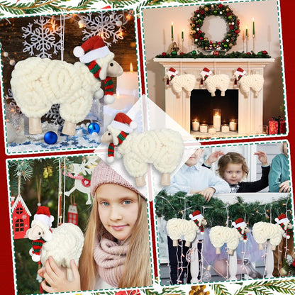 Jenaai 3 Pieces Felt Sheep Christmas Ornaments Sheep Decorative Hanging Ornaments Vintage Farm