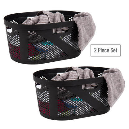 Mind Reader 40L Ventilated Laundry Baskets, Lightweight Clothes Hamper with Cutout Handles for