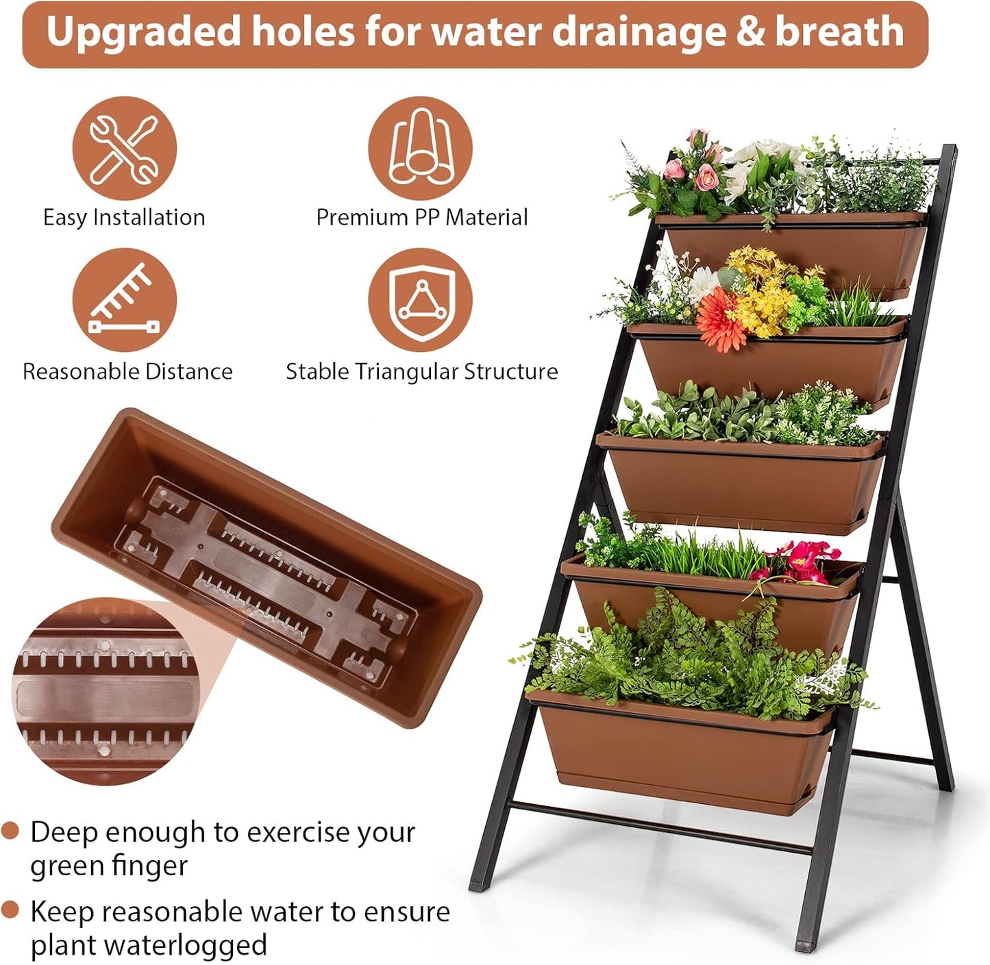 S AFSTAR 5-Tier Vertical Garden Planter, 5-Layer Raised Garden Bed with 5 Detachable Planter Boxes