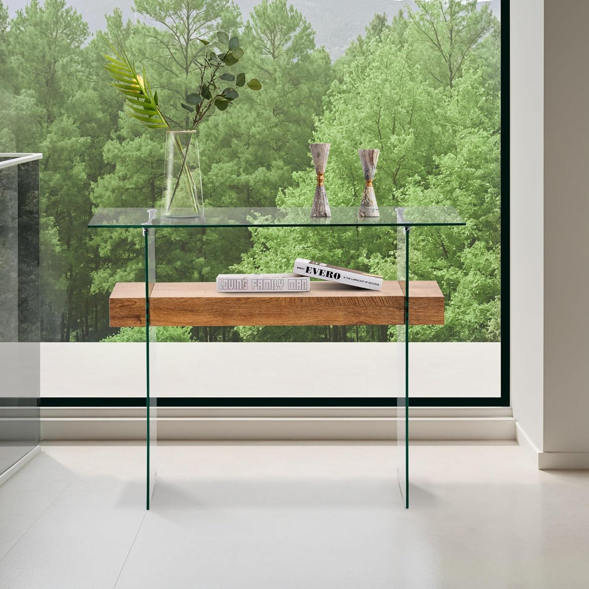 ivinta Glass Console Table with Storage, 39.4" Modern Narrow Entryway Table for Living Room