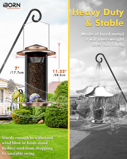 iBorn Bird Feeders for Outdoors, All Metal Mesh Tube, Holding Bird Seed for Outside Feeders,18cm