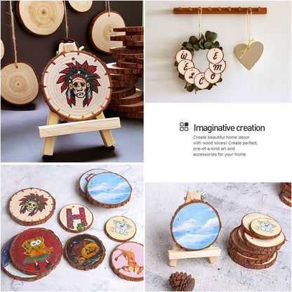 5ARTH Natural Wood Slices - 30 Pcs 3.1-3.5 inches Craft Unfinished Wood kit Predrilled with Hole