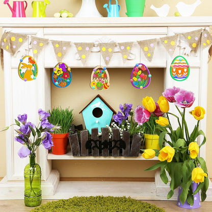 80PCS Wooden Easter Ornaments to Paint, 10 Styles DIY Blank Unfinished Wood Egg Cutouts Ornament