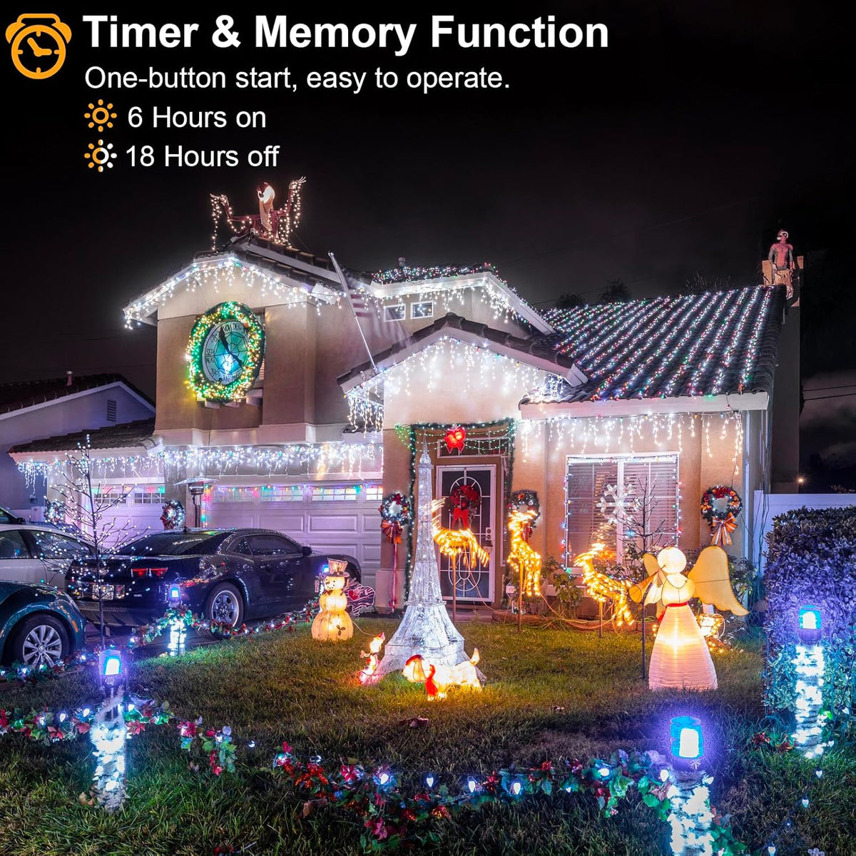 99ft 1216 LED Icicle Christmas Lights Outdoor - 8 Modes Icicle Lights with 228 Drops, Waterproof