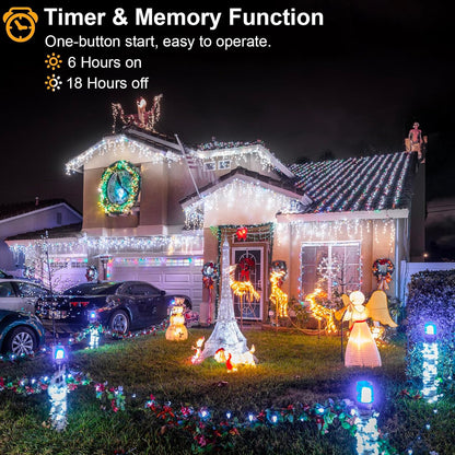 99ft 1216 LED Icicle Christmas Lights Outdoor - 8 Modes Icicle Lights with 228 Drops, Waterproof