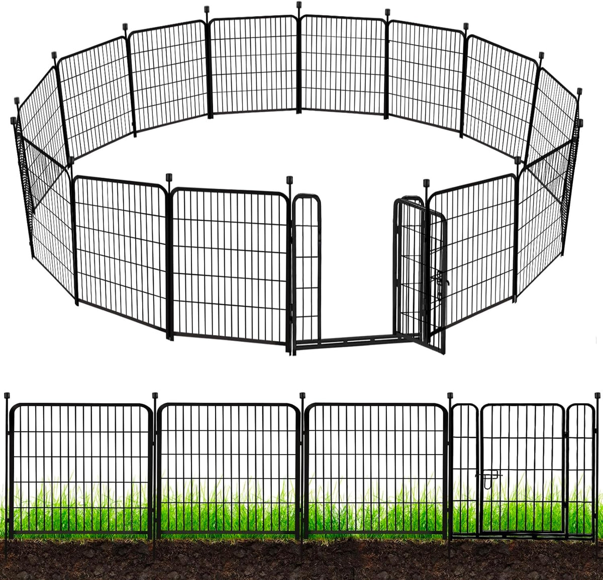 ADAVIN Tall Garden Fence 48 in(H) 12 Panels Total 26.6 FT(L), Heavy Duty Iron Metal Fence and