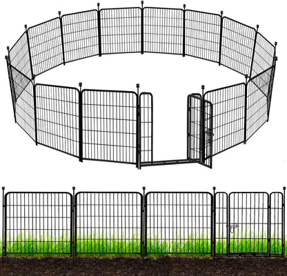 ADAVIN Tall Garden Fence 54 in(H)×22.1 Ft(L),10 Panels Dog Fence Outdoor for Yard, Heavy Duty Iron