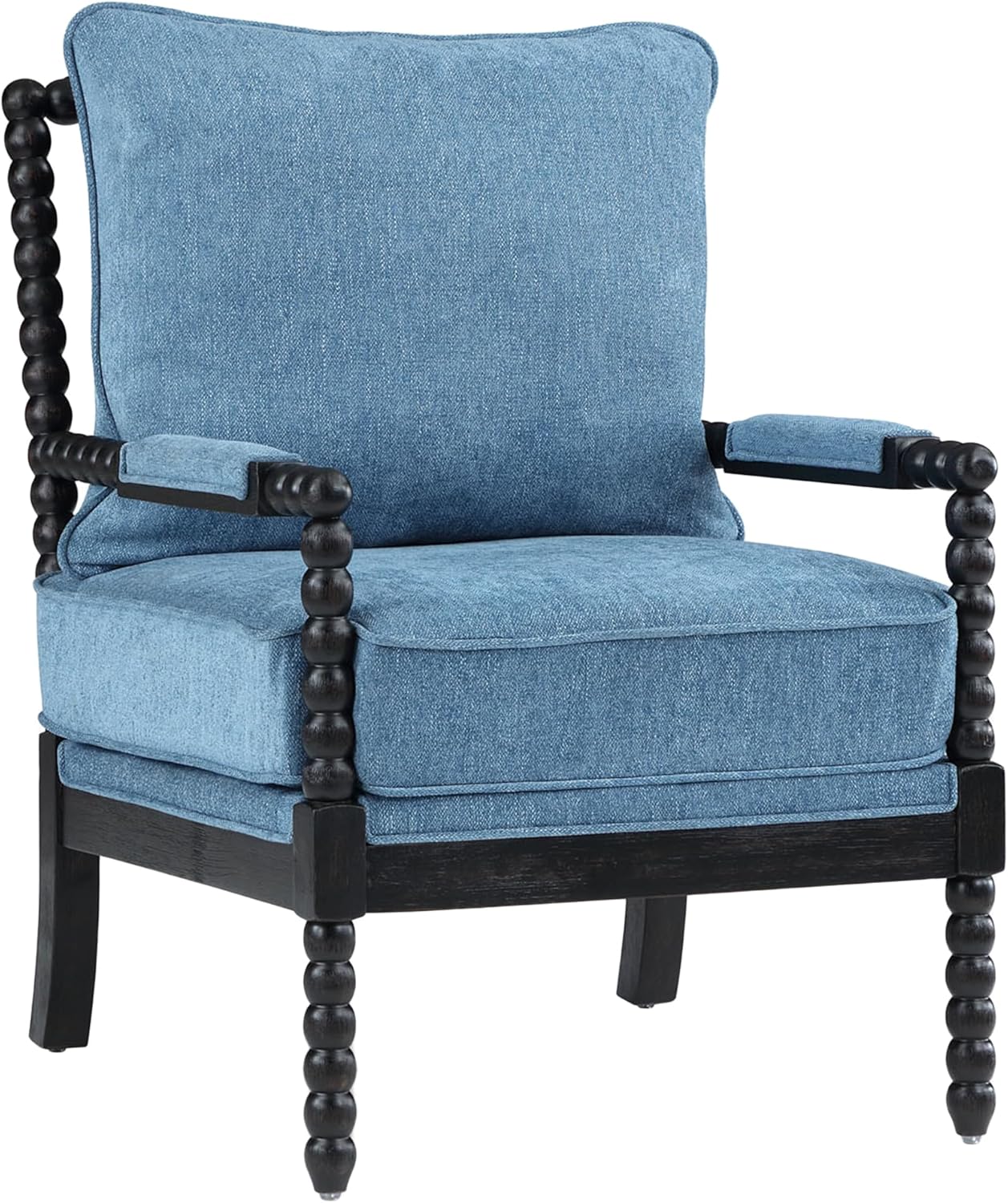 DUHOME Linen Fabric Spindle Accent Chair with Wood Frame,Modern Accent Spool Chairs with Padded