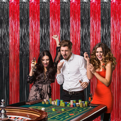 GOER 3.2 ft x8.2 ft Metallic Tinsel Foil Fringe Curtains Party Photo Backdrop Party Streamers for