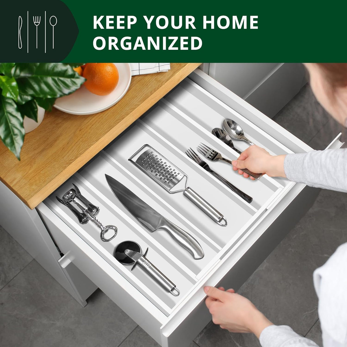 ROYAL CRAFT WOOD Luxury Bamboo Kitchen Drawer Organizer - Silverware Organizer - Utensil Holder and
