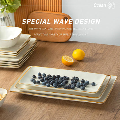 famiware Serving Platter, Rectangular 15.67/14.1/12.6inch Serving Dishes for Entertaining
