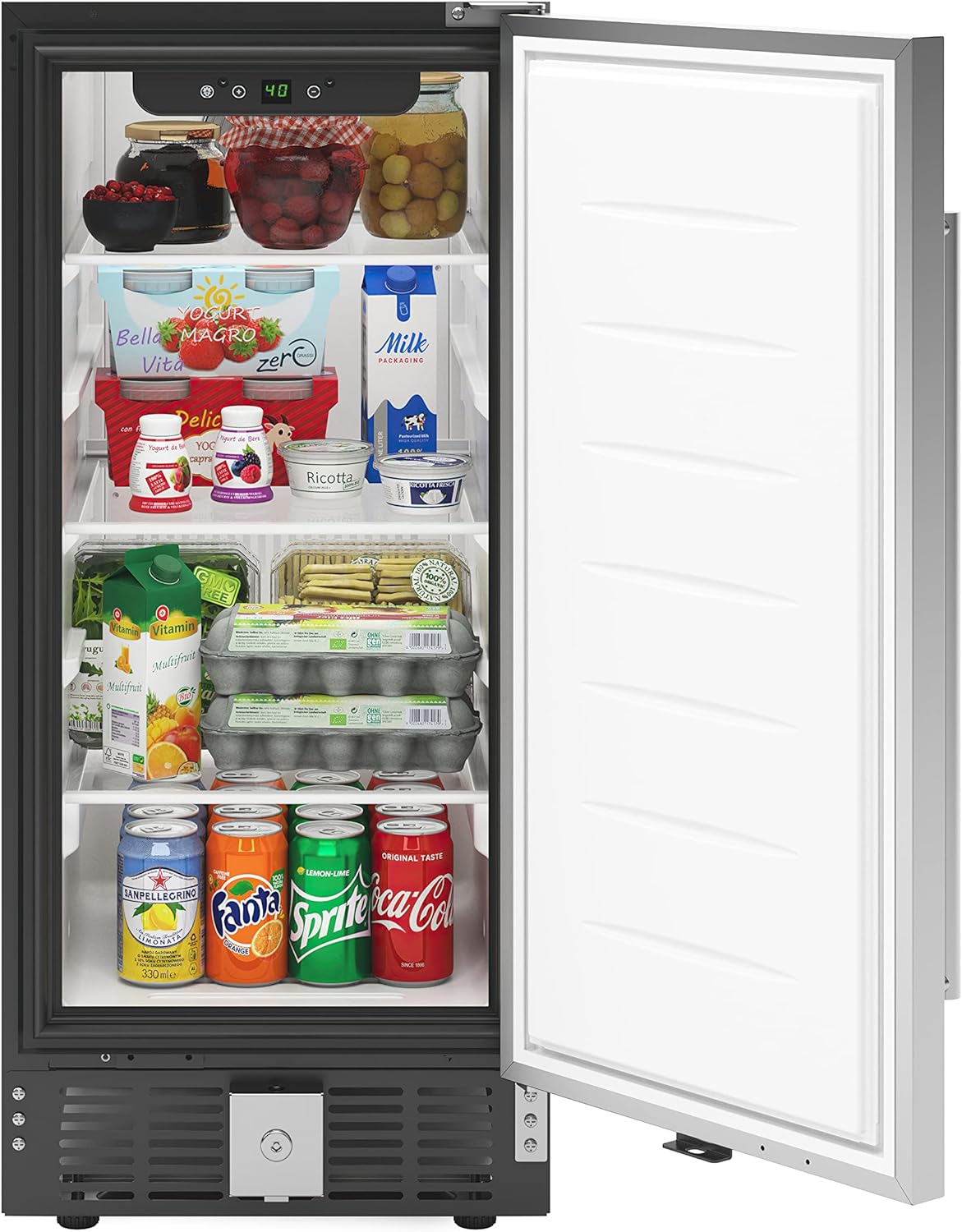 KoolMore 15” Inch 3 Cu. Ft. Built-In Mini Fridge for Food and Beverages with 3 Glass Shelves