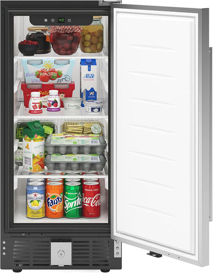 KoolMore 15” Inch 3 Cu. Ft. Built-In Mini Fridge for Food and Beverages with 3 Glass Shelves