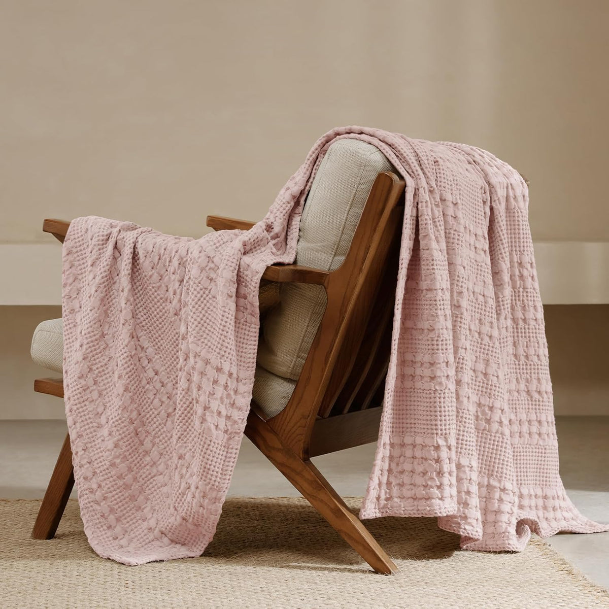 PHF 100% Cotton Waffle Weave Throw Blanket, Soft Lightweight Breathable Cozy Summer Throws for