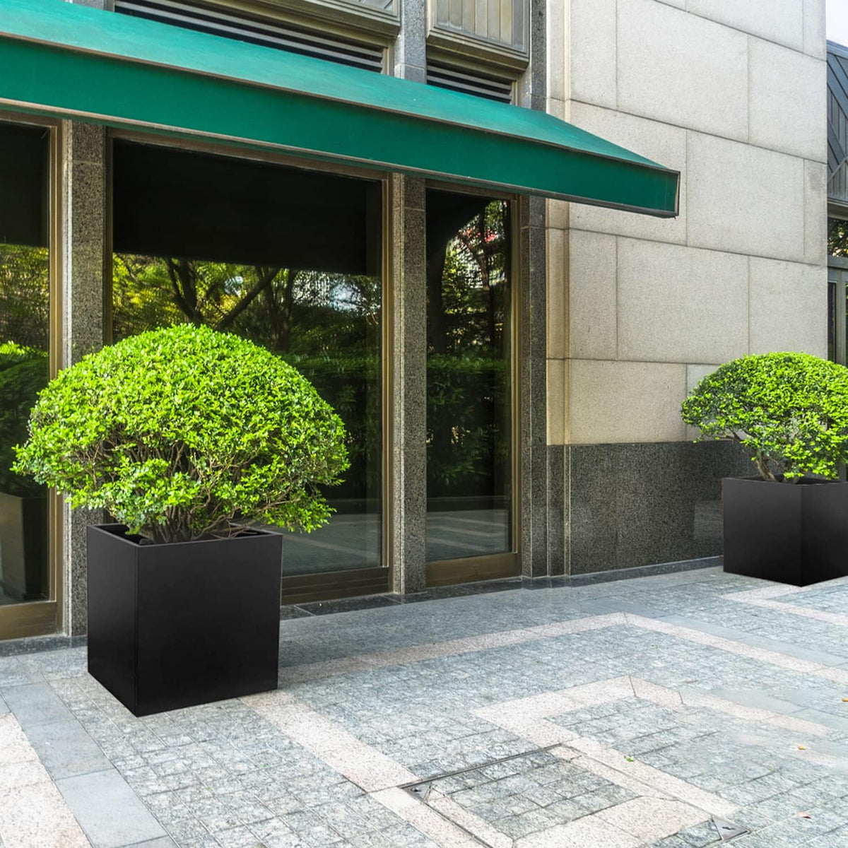 Galvanized Steel Black Planter Box Square 27.6 in Metal Large Planter Box Outdoor Indoor Huge Cube