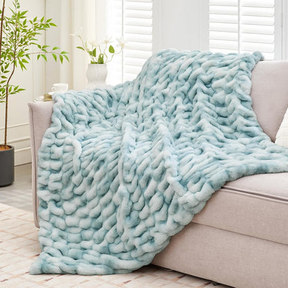 Ultra Soft Luxury Faux Fur Throw Blanket for Counch,Fuzzy Fluffy Plush Warm Cozy Elegant Wrinkled