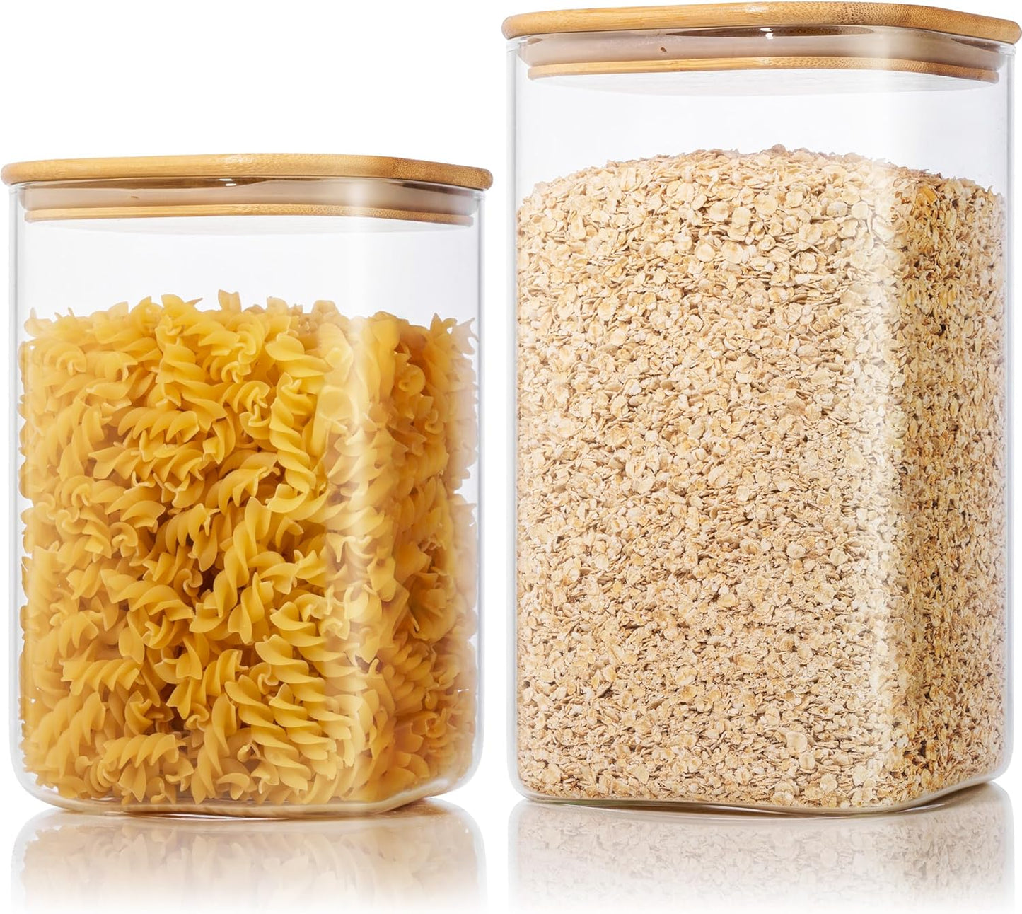 Extra Large Square Glass Flour & Sugar Storage Containers with Airtight Lids, 168oz & 84oz - 2 Pack