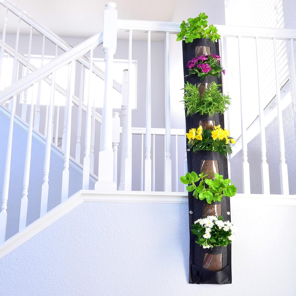 Hanging Planter Bags, Vertical Garden Planting Wall Gardening Grow Bag, 6 Pockets Large Wall