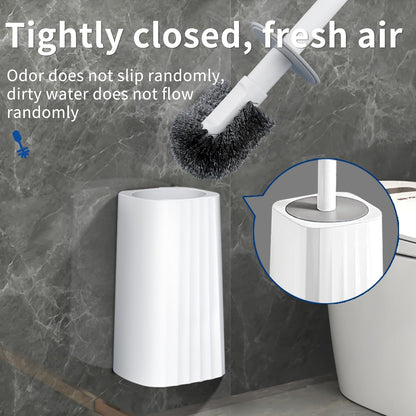 Toilet Brush & Holder Set, Lightweight Plastic Handle, Space Saving for Storage, Deep Cleaning
