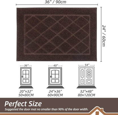 BEQHAUSE Dirt Trapper Door Mat 24" x 36", Doormat Non-Slip Entryway Rugs Washable, Dog Door Mat