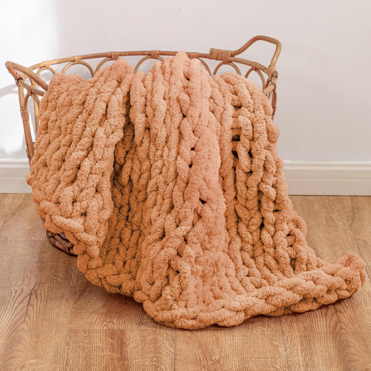 WESHIONGOO Chunky Knit Blanket Throw Knitted Throw Blankets for Couch Bed Fluffy Soft Blanket with