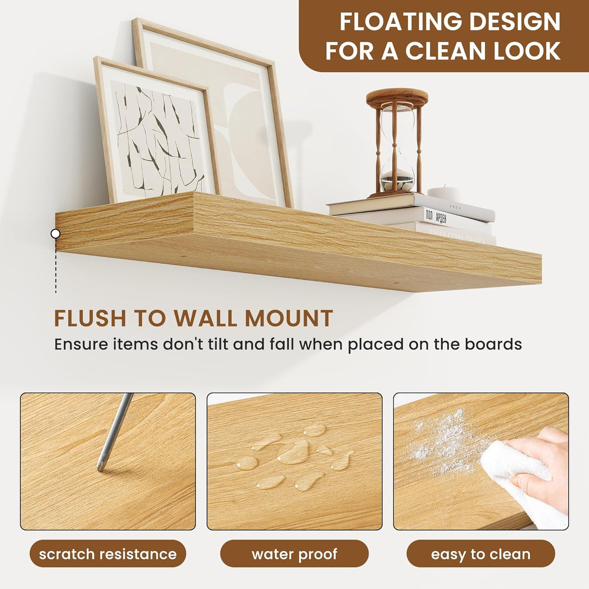 fuqing Floating Shelves for Wall, Bathroom Shelf Wall Mounted for Storage, Shelves with Invisible