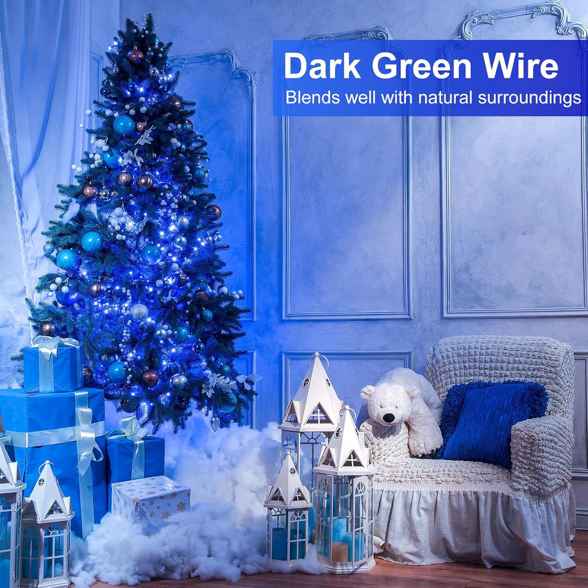 2 Pack Christmas Lights Outdoor, Total 200FT 600LED Christmas Tree Lights with 8 Modes Waterproof